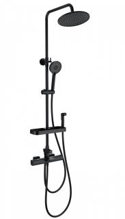 Душевая стойка Wonzon & Woghand Plate WW-C3017-A1-MB с термостатом чёрный матовый