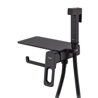 Гигиенический душ со смесителем Raglo R51.55.06 с полкой и бумагодержателем чёрный