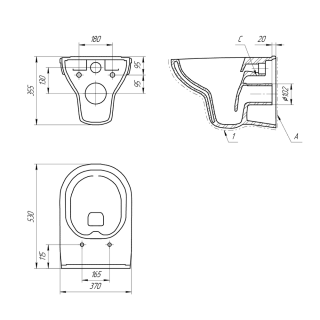 Унитаз подвесной Cersanit City Clean On DPL EO slim MZ-CITY-COn-S-DL безободковый белый