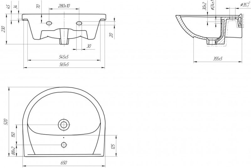 Мебельная раковина Cersanit Эрика 65см белый UM-ERI65/1