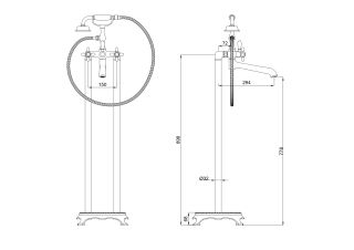 Напольный смеситель для ванны Wonzon & Woghand Retro WW-88649020-PG глянцевое золото
