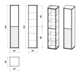 Шкаф - пенал Brevita Risacca Crema 35 см  RIS-05035-034П серый