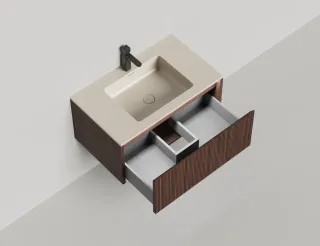 Подвесная тумба Salini Domino 27D208INF 80см шпон/фрезерованный фасад под встраиваемую раковину