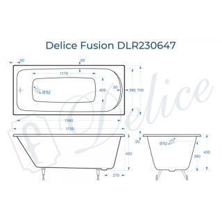 Ванна чугунная Delice Fusion  DLR230647 170х70 белая