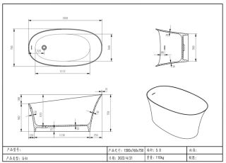 Ванна из искусственного камня Timo Kiara KIARA1500 150x76 см белый
