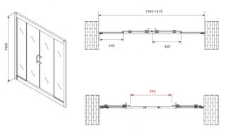 Шторка на ванну ABBER Schwarzer Diamant AG57160M 160см хром