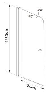 Шторка на ванну Aquanet Alfa 1 NF6211 196050 75 см профиль хром стекло прозрачное