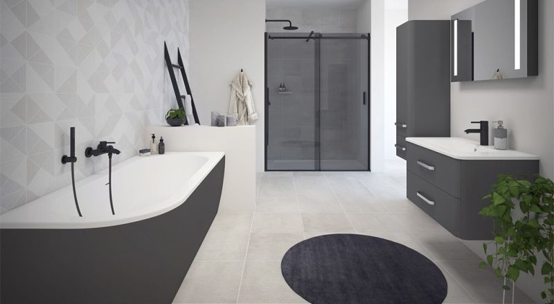 Акриловая ванна Cezares Slim Corner правая 179x79см чёрный SLIM CORNER-180-80-60-R-NERO-SET