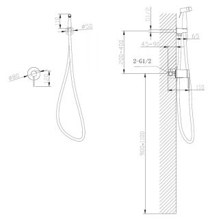 Гигиенический душ ABBER Emotion AF8825 со смесителем хром