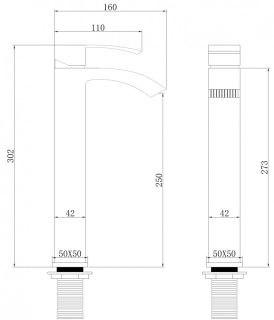 Смеситель для накладной раковины ABBER Wasserfall чёрный матовый AF8611B