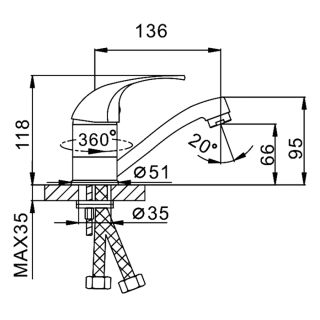 Смеситель для кухни Frap F4529-B хром
