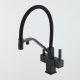 Смеситель для кухни Gappo G4395-66 с подключением фильтра питьевой воды и гибким изливом чёрный