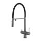 Смеситель для кухни Gappo G4397-89 с подключением фильтра питьевой воды и гибким изливом оружейная сталь/чёрный
