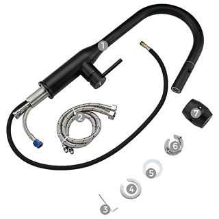 Смеситель для кухни Gappo G4398-46 с выдвижной лейкой оружейная чёрный