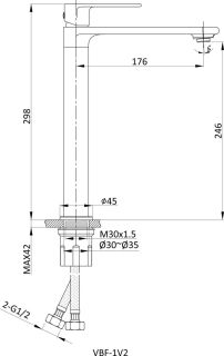 Смеситель для раковины Vincea Vogue VBF-1V2GM однорычажный, вороненая сталь