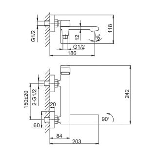 Смеситель для ванны Frap F3284-9 Оружейная сталь