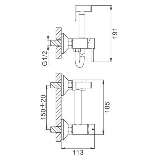 Гигиенический душ со смесителем Frap F7503-3 Золотой сатин