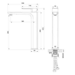 Смеситель для раковины Wonzon & Woghand Edge WW-88239003-CR хром