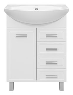 Напольная тумба под раковину Misty Стелла 65см с четырьмя ящиками белый