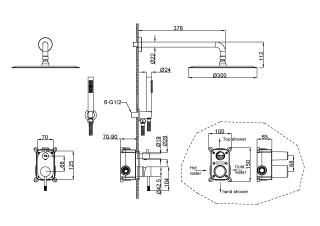 Душевой комплект Boheme Uno 464-CB брашированная медь