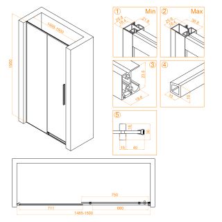 Душевая дверь RGW SV-12 32321215-11 150см хром