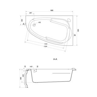 Акриловая ванна Cersanit JOANNA 160х95 R