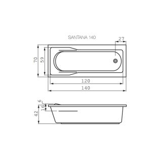 Акриловая ванна Cersanit SANTANA 140х70
