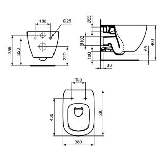 Подвесной унитаз Ideal Standard TESI T0079V1 Silk White AquaBlade