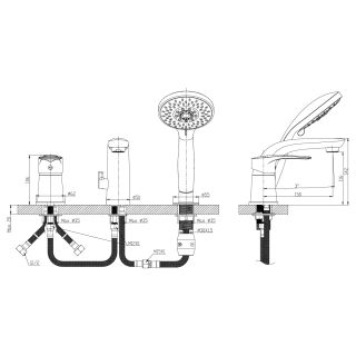 Смеситель на борт ванны Rossinka S35-39 Хром