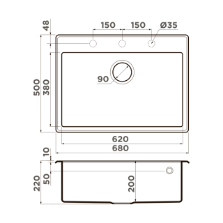 Мойка кухонная Omoikiri Tedori-68-WH белый