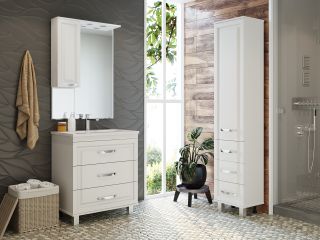 Напольный шкаф - пенал Misty Терра 40см с тремя ящиками левый белый