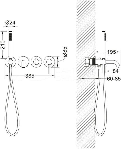 Смеситель для ванны с душем Timo Saona 2314/00YSM С ВНУТРЕННЕЙ ЧАСТЬЮ, хром