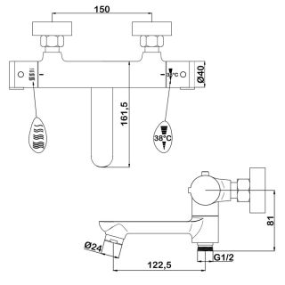 Душевая стойка Swedbe Hermes 5115B с термостатическим смесителем для ванны чёрный