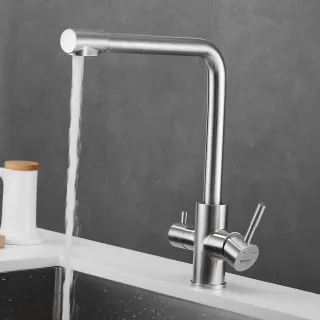 Смеситель для кухни Shevanik S868B с подключением фильтра сатин