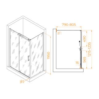 Душевой уголок RGW TO-44-1B (TO-14B + Z-060-2B) 020744128-14 120x80см чёрный