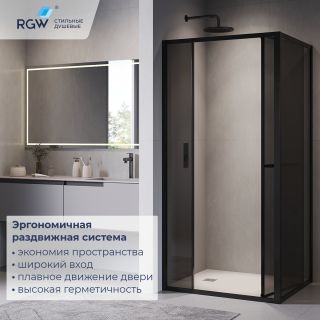 Душевой уголок RGW LE-45-B 77124529-34 с открытием двери вовнутрь 120x90 см чёрный матовый