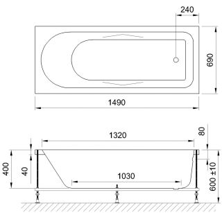 Гидромассажная ванна Royal Bath Tudor Standart 150x70см белый RB407700ST