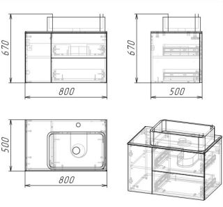 Тумба под раковину Grossman Альба 108011 80см веллингтон/белый