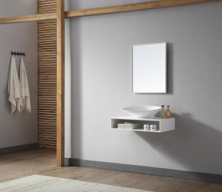 Подвесная тумба под раковину ABBER Stein AS1612 80см белый матовый