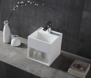 Подвесная тумба с раковиной ABBER Stein AS2639 30см белый