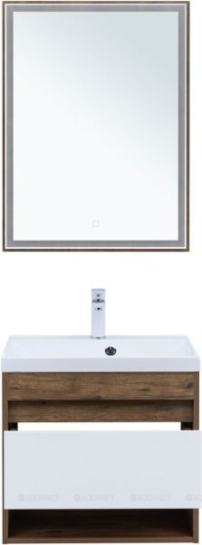 Тумба под раковину Aquanet Тренд 345117 60 см дуб рустикальный/белый сатин