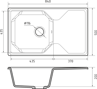 Мойка кухонная GranFest UNIQUE U-840L графит