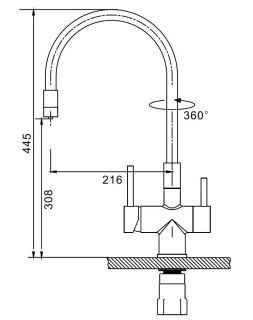 Смеситель для кухни Splenka S70.64.09 с подключением фильтра графит