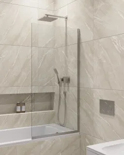 Шторка на ванну в профиле by Deonria C-140-90-8-T-HM 90см хром матовый/прозрачный