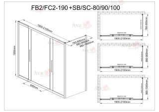 Душевой уголок AvaCan FB2 190-210 + SB80 чёрный