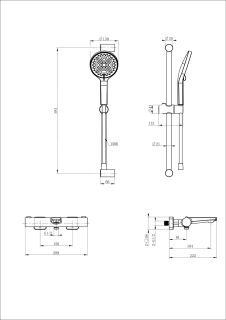 Смеситель для ванны с душевым гарнитуром Wonzon & Woghand WW-C2021-A-MB с термостатом чёрный матовый