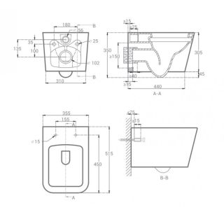 Унитаз Hansmann keramik ROUND DARK GREY  УНИ0018 подвесной