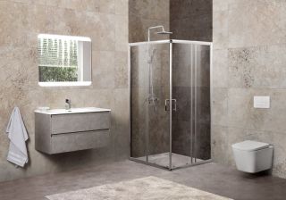 Душевой уголок прямоугольный, хром BelBagno UNIQUE-A-2-75/90-P-Cr
