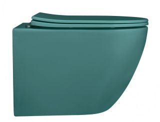Подвесной унитаз ABBER Bequem AC1101MBG безободковый тёмно-зелёный матовый