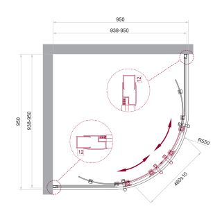 Душевой уголок BelBagno UNO-195-RH-2-100/80-C-Cr хром